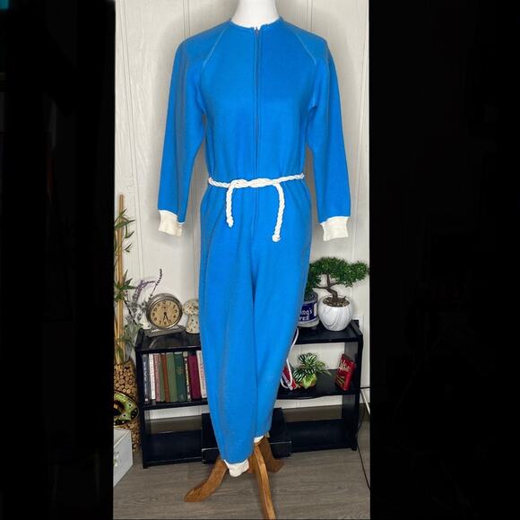 Vintage Retro 1970’s Blue Bunny Sleeper Onsie (M) - Picture 1 of 5